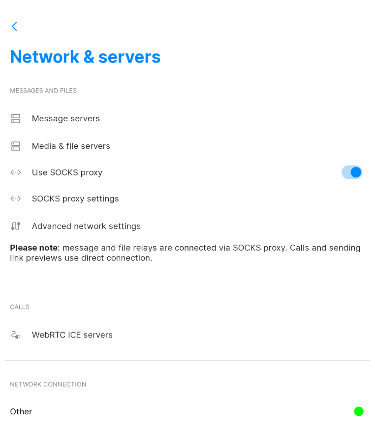 SimpleX proxy switch